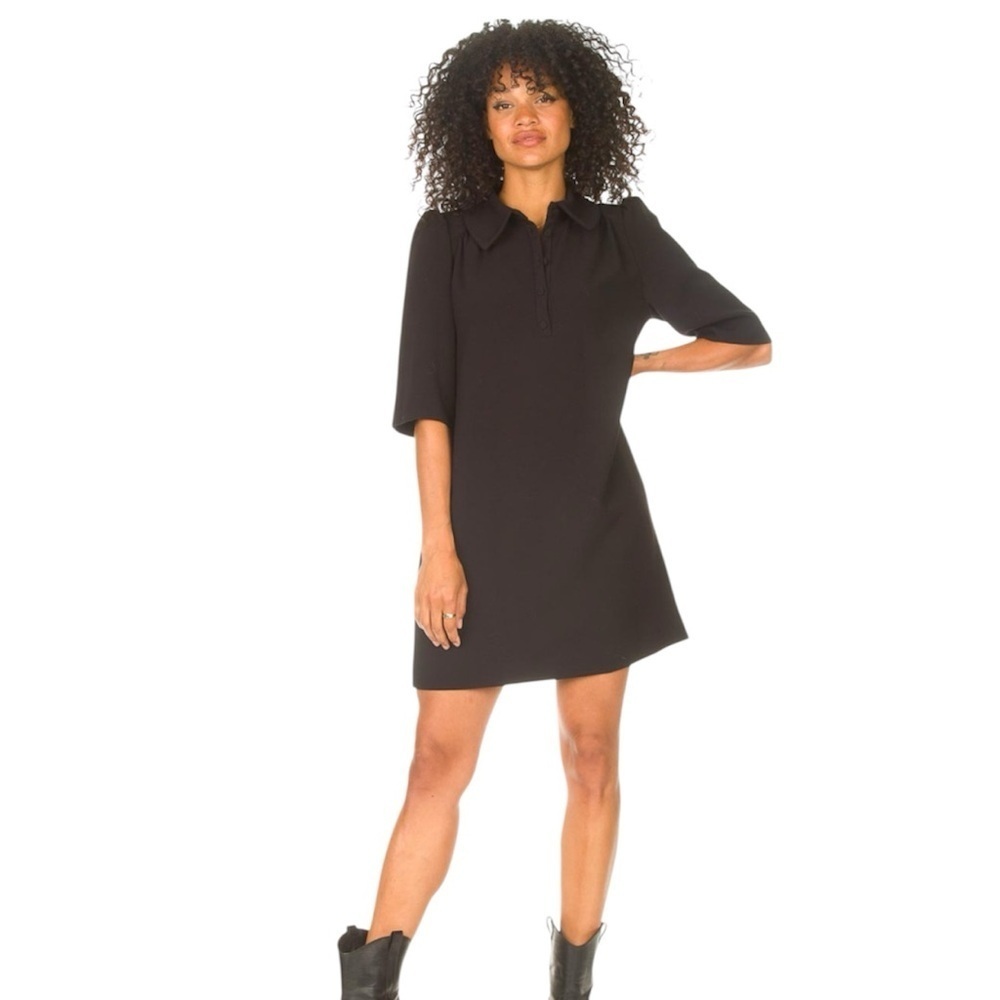 ba&sh Paris Black Collared Mini Dress — French Minimalist Chic brand size 0 US 2